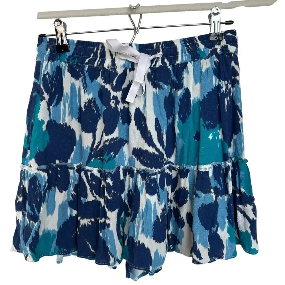 Peter Som Collective Women's Blue Drawstring Mini Floral Skort, Size 6 EUC